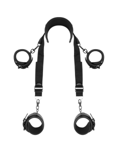 FETISH SUBMISSIVE - MASTER POSITION WITH 4 NOPRENE-LINED HANDCUFFS