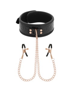 BEGME - BLACK EDITION COLLAR WITH NIPPLE CLAMPS WITH NEOPRENE LINING