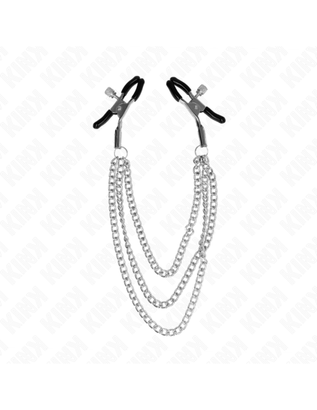 KINK - SPENELIŲ SPAUSTUKAI SU 3 GRANDINĖMIS SIDABRINĖS 20-23-28 CM