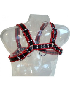 LEATHER BODY - CHAIN HARNESS III BLACK - RED