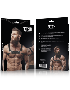 FETISH SUBMISSIVE ATTITUDE - MENS ECO-LEATHER BULLDOG CHEST HARNESS SIZE M-L 2