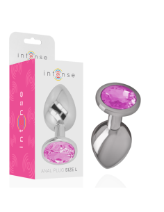INTENSE - ALUMINUM METAL ANAL PLUG WITH PINK CRYSTAL SIZE L