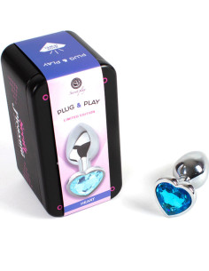 SECRETPLAY - METAL BUTT PLUG BLUE HEART SMALL SIZE 7 CM 2