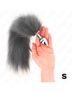 KINK - ANAL PLUG SIZE S 7 X 3 CM WITH SYNTHETIC TAIL 40 CM GREY AND WHITE