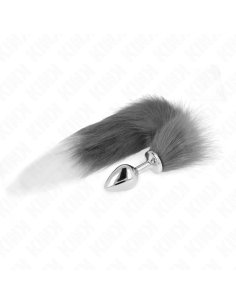 KINK - ANAL PLUG SIZE M 8 X 3.5 CM WITH SYNTHETIC TAIL 40 CM GREY AND WHITE 2