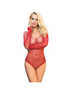 SUBBLIME - 952303 SHINY GRILL BODY WITH OFF SHOULDERS LONG SLEEVE RED ONE SIZE