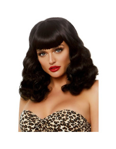 LEG AVENUE - CURLY RETRO WIG WITH BANGS LUMINISCENT BLACK