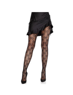 LEG AVENUE - FISHNET TIGHTS WITH BOW BLACK