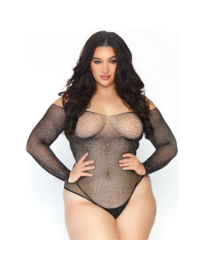 LEG AVENUE - CRYSTALIZED FISHNET BODYSTOCKING 1X-2X