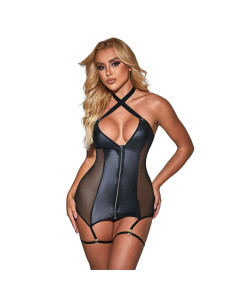 SUBBLIME - 954451 SEXY MESH DRESS LEATHER BLACK L-XL