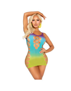 LEG AVENUE - SEAMLESS MINI DRESS WITH OPENINGS OCEAN