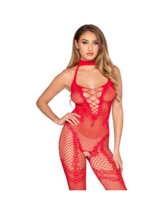 LEG AVENUE - 89336 CROTCHLESS BODYSTOCKING RED - ONE SIZE