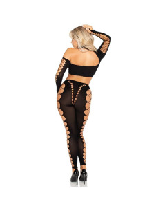 LEG AVENUE - CROP TOP AND LEGGINGS CUT-OUT SEAMLESS BLACK 2