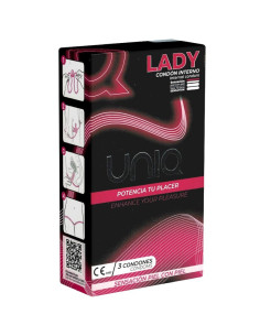 UNIQ - LADY CONDOM BE LATEKSO MOTERIŠKI PREZERVATYVAI SU KAIŠTIENOS JUOSTELĖMIS, 3 VNT.