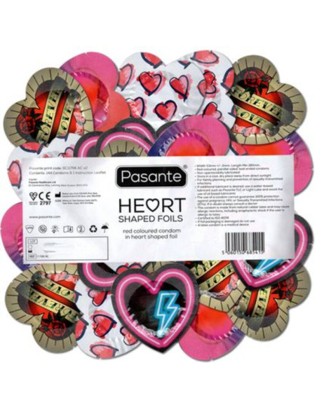 PASANTE - CONDOMS RED HEART SHAPE BAG 144 UNITS