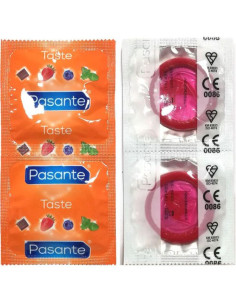 PASANTE - CONDOMS FLAVOR STRAWBERRY BAG 144 UNITS