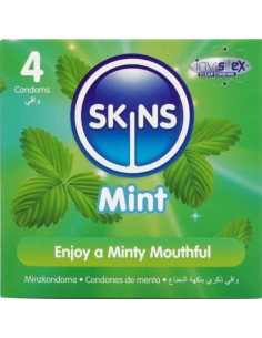 SKINS - MĖTINĖS PREMIUM KLASĖS PREZERVATYVŲ PAKUOTĖ, 4 vnt.