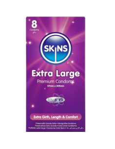SKINS - YPAČ DIDELIS PREMIUM KLASĖS PREZERVATYVŲ PAKUOTĖ, 8 vnt.