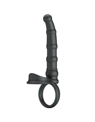 PRETTY LOVE - TATUM VIBRATING PENIS RING WITH PLUG 10 VIBRATIONS BLACK