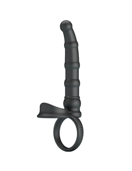 PRETTY LOVE - TATUM VIBRATING PENIS RING WITH PLUG 10 VIBRATIONS BLACK
