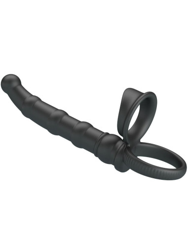 PRETTY LOVE - TATUM VIBRATING PENIS RING WITH PLUG 10 VIBRATIONS BLACK