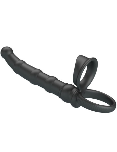 PRETTY LOVE - TATUM VIBRATING PENIS RING WITH PLUG 10 VIBRATIONS BLACK
