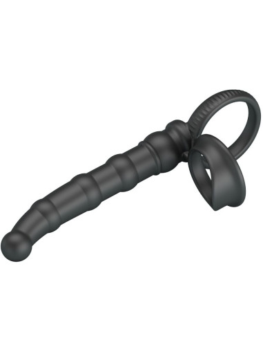 PRETTY LOVE - TATUM VIBRATING PENIS RING WITH PLUG 10 VIBRATIONS BLACK