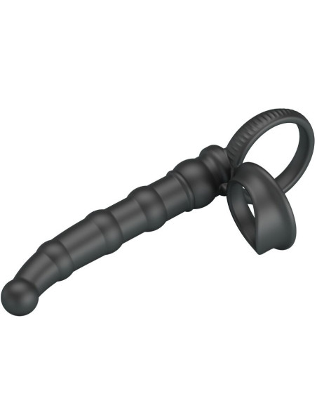 PRETTY LOVE - TATUM VIBRATING PENIS RING WITH PLUG 10 VIBRATIONS BLACK