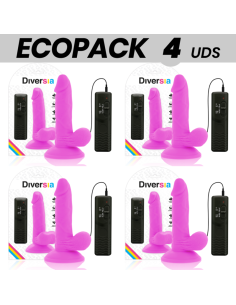 ECOPACK 6 VIENETŲ - DIVERSIA LANKSTUS VIBRUOJAMAS DILDO VIOLETINIS 17 CM - O - 3,3 CM