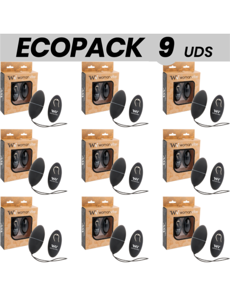 ECOPACK 9 UNITS - WOMANVIBE ALSAN EGG REMOTE CONTROL BLACK SILICONE BLACK