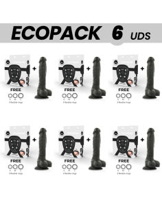 ECOPACK 6 UNITS - COCK MILLER HARNESS SILICONE DENSITY ARTICULABLE BLACK COCKSIL 19,5 CM