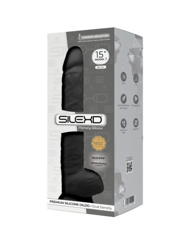 SILEXD - MODEL 1 REALISTIC PENIS PREMIUM SILEXPAN SILICONE BLACK 38 CM