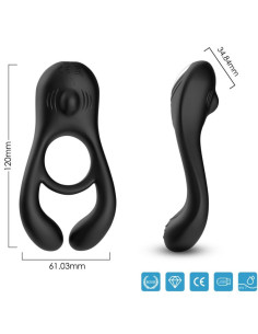 ARMONY - VEYRON DOUBLE VIBRATOR RING TOY FOR COUPLES BLACK