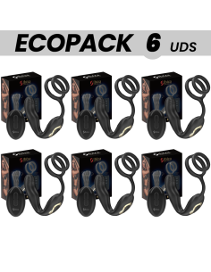 ECOPACKS 6 UNITS - IBIZA WIGGLE REMOTE CONTROLLED ROTATING ANAL PLUG WITH PERINEAL VIBRATION AND PENIS ENHANCING RINGS