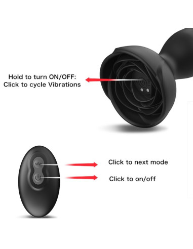 ARMONY - EXTREME A BLOOM ROSE VIBRATOR and ANAL PLUG REMOTE CONTROL BLACK