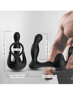 ARMONY - erdvinis analinis vibratorius ir stimuliatorius Testiculos ir žiedas su nuotolinio valdymo pultu, juodas 2