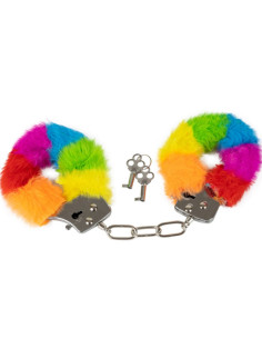 SPENCER and FLEETWOOD - RAINBOW LINED METAL HANDCUFFS