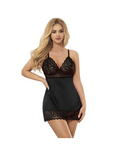 SUBBLIME - BABYDOLL WITH FLORAL PRINT CHEST BLACK S-M 2