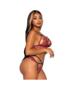 LEG AVENUE - 81623 BRA THONG SET BURGUNDY SIZE S 2