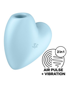 SATISFYER - MĖLYNAS MIELAS ŠIRDELĖS ORO PULSŲ STIMULIATORIUS IR VIBRATORIUS STIMULIATORIUS