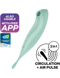 SATISFYER - TWIRLING PRO AIR PULSE STIMULATOR and VIBRATOR APP GREEN
