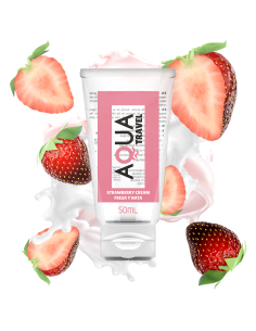 AQUA TRAVEL - STRAWBERRY CREAM FLAVOUR WATERBASED LUBRICANT - 50 ML