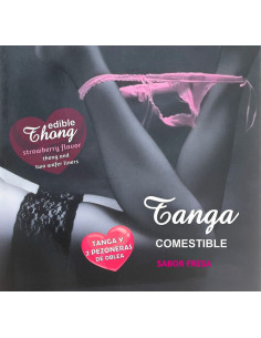 HOTFLOWERS - GIRL WAFER THONG AND 2 NIPPLE PADS STRAWBERRY FLAVOR -es-pt-en-fr-it-