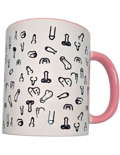 DIABLO PICANTE - WHITE PENIS MUG WITH PINK HANDLE 370 M