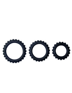 BAILE - TITAN SET 3PCS COCK RING BLACK 2.8 2.4 1.9 CM 2