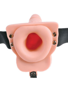 FETISH FANTASY SERIES - ADJUSTABLE HARNESS REMOTE CONTROL REALISTIC PENIS WITH RECHARGEABLE TESTICLES AND VIBRATOR 15 CM
