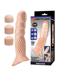 PRETTY LOVE - TEXTURED PENIS SHEATH WITH EXTENDERS