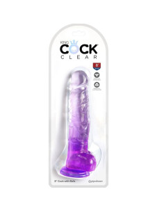 KING COCK - SKAIDRUS REALISTIŠKAS PENIS SU KIEKVIENIAIS 16,5 CM VIOLETINIS 2