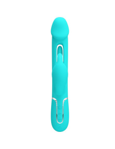 PRETTY LOVE - KAMPAS RABBIT 3 IN 1 MULTIFUNCTION VIBRATOR WITH TONGUE AQUA GREEN 2