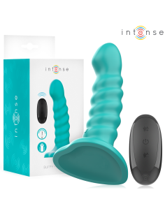 INTENSE - BUFFY VIBRATOR DYDIS S SPIRALINIS DIZAINAS 10 VIBRACIJŲ MĖLYNAS NUOTOLINIO VALDYMO PULTAS